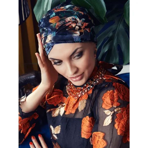Turban Ruby Skye din catifea moale, print floral Turban Ruby Skye din catifea moale, print floral
